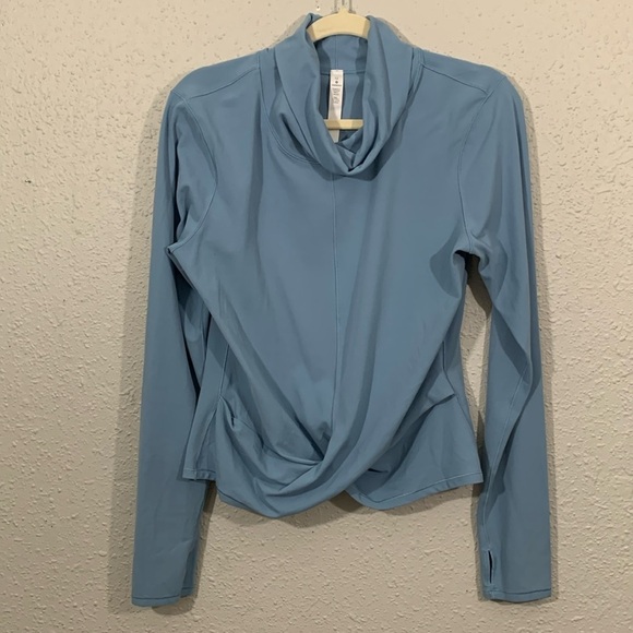 Lululemon Melodic Movement Long Sleeve Cascade Blue Cowl Neck size 12 - Picture 2 of 14